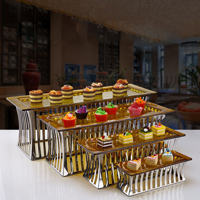 Kệ trưng bày bánh kẹo sushi buffet 4 tầng OEM JD0091