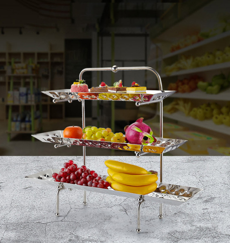 Kệ trưng bày bánh kẹo sushi buffet 3 tầng OEM JD0092