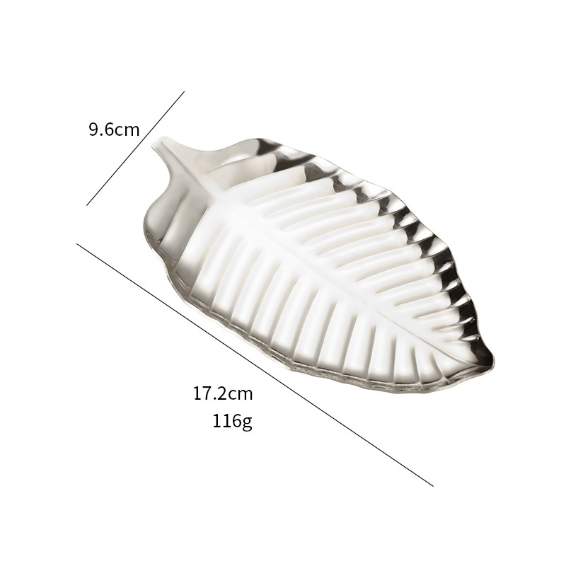 Dĩa inox chiếc lá đẹp đựng thức ăn OEM JM005