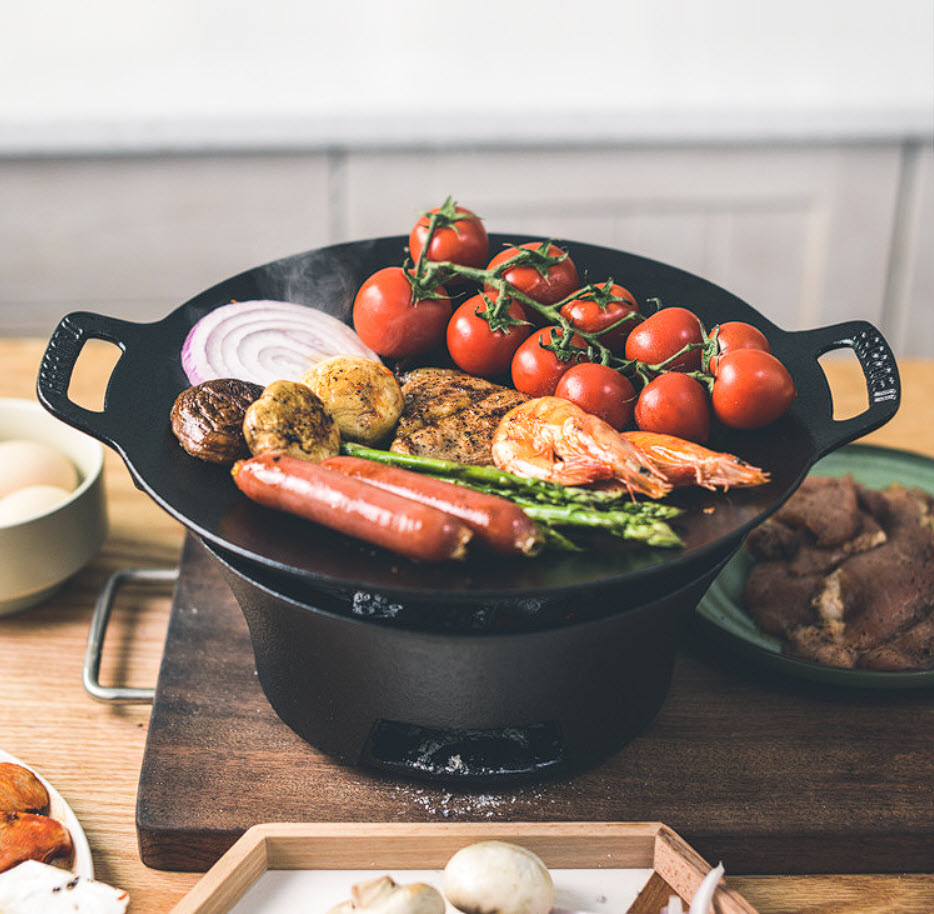 Chảo gang nướng BBQ nướng thịt ngoài trời OEM KP30