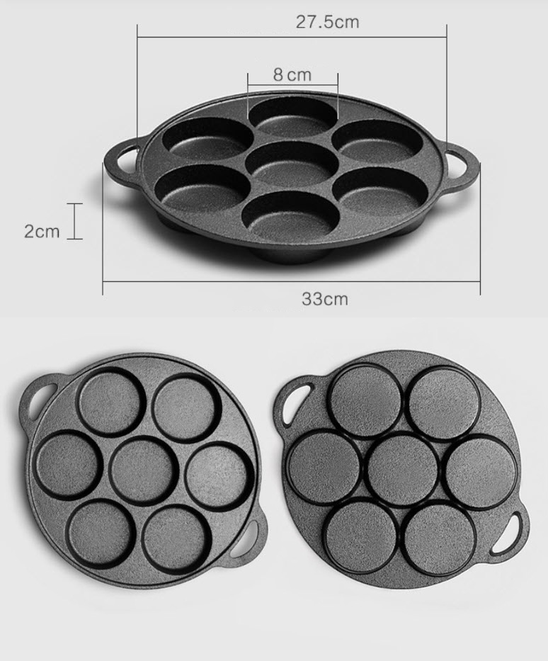 Chảo gang ốp la nướng bánh 7 ngăn OEM QK001