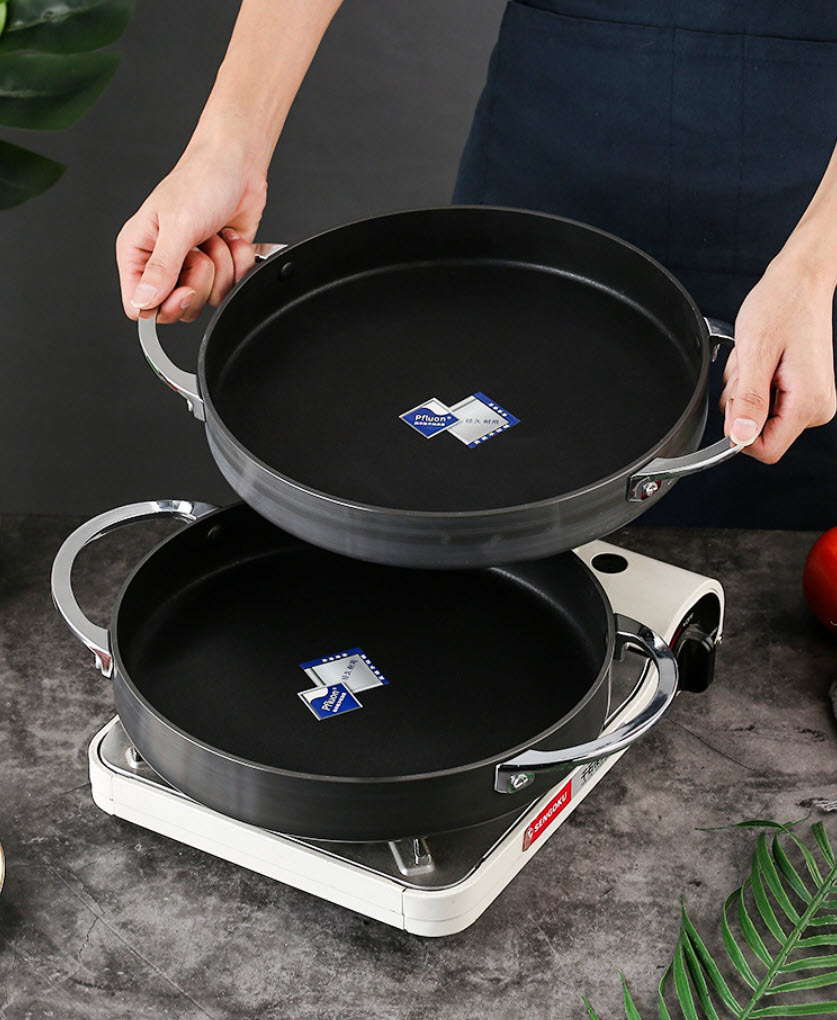 Nồi lẩu khô nhôm oxy hóa cứng chống dính Korean style OEM ZK010