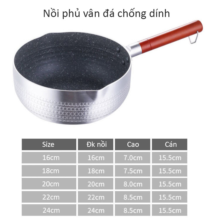 Nồi nhôm Japanese style 1 tay cầm nấu soup nấu mì Ramen OEM ZK012