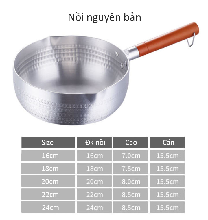 Nồi nhôm Japanese style 1 tay cầm nấu soup nấu mì Ramen OEM ZK012