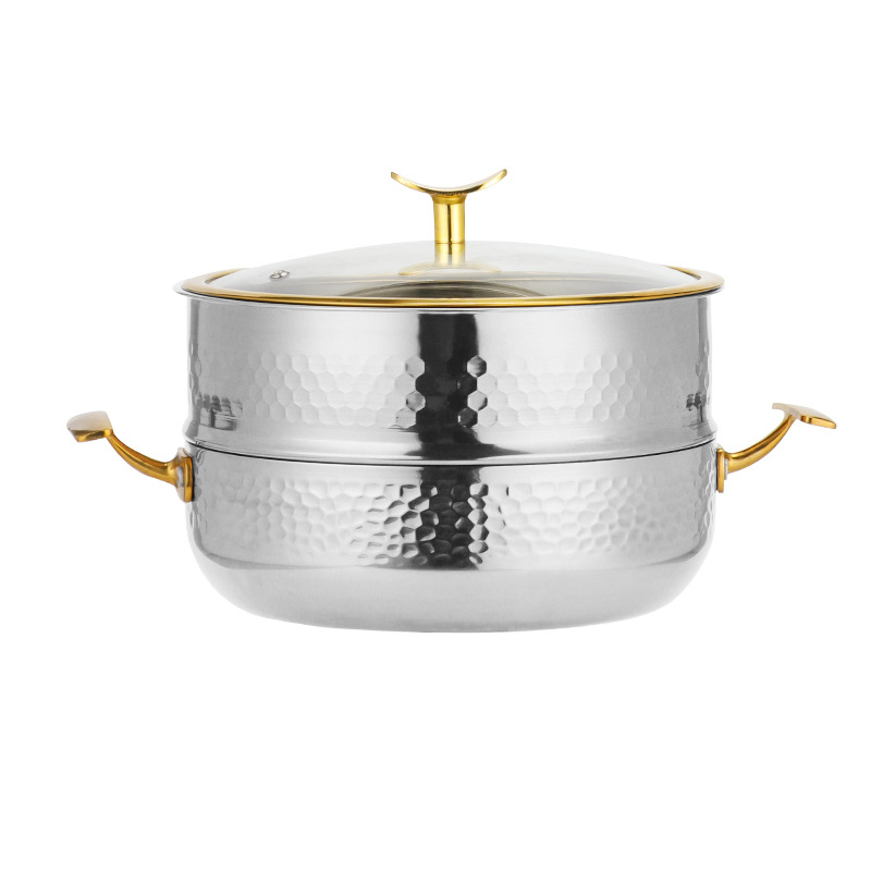Nồi lẩu inox kèm xửng hấp inox 3 lớp size 18-30cm OEM ZK015