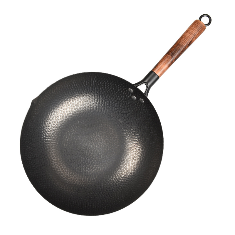 Chảo bầu thép carbon tay cầm gỗ 32cm OEM DDZ01