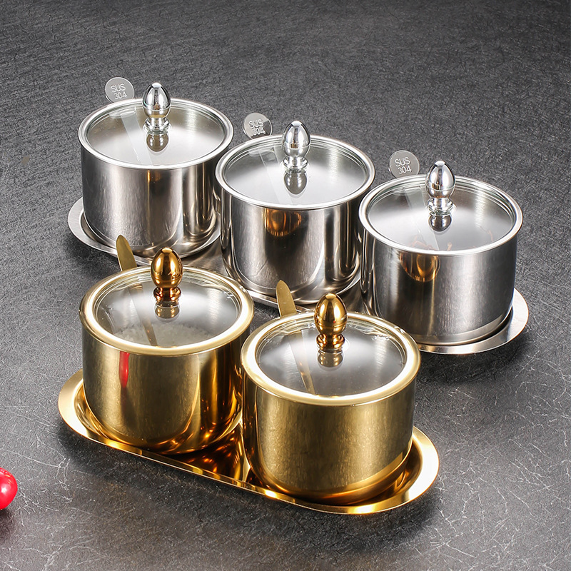 Bộ đựng gia vị 3 ngăn kèm khay inox 304 OEM JMC6589