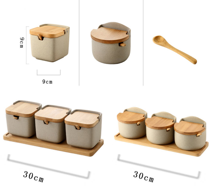 Bộ đựng gia vị 3 ngăn chất liệu gốm OEM DQ1711