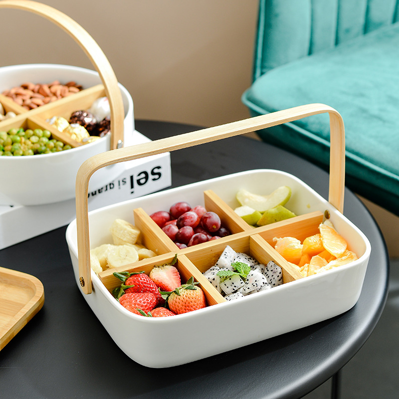 Khay đựng bánh kẹo sứ trắng OEM YY4536