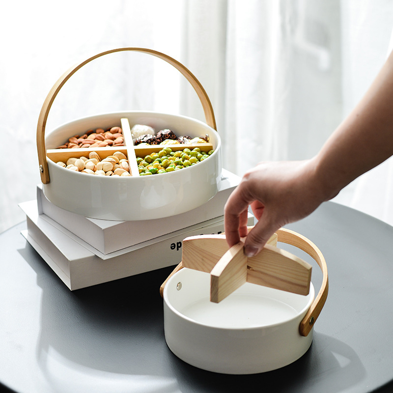 Khay đựng bánh kẹo sứ trắng OEM YY4536