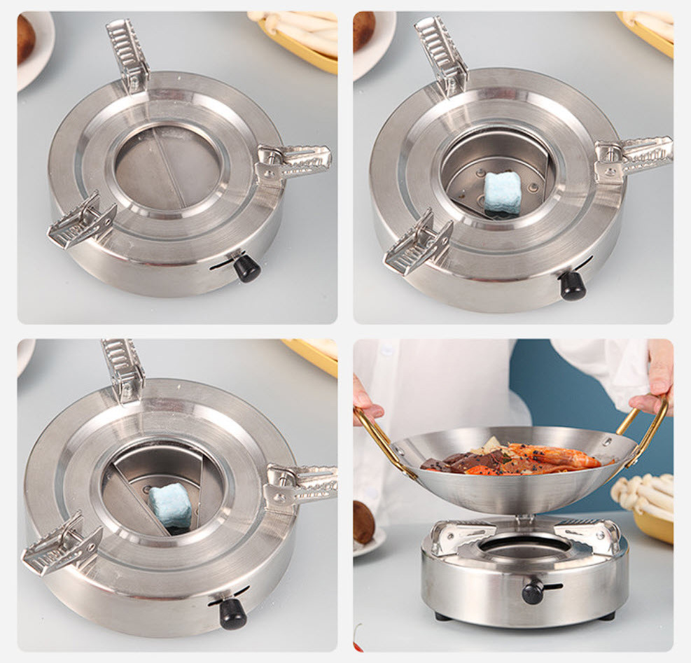 Bếp cồn inox 18cm chân đỡ di động OEM TY147