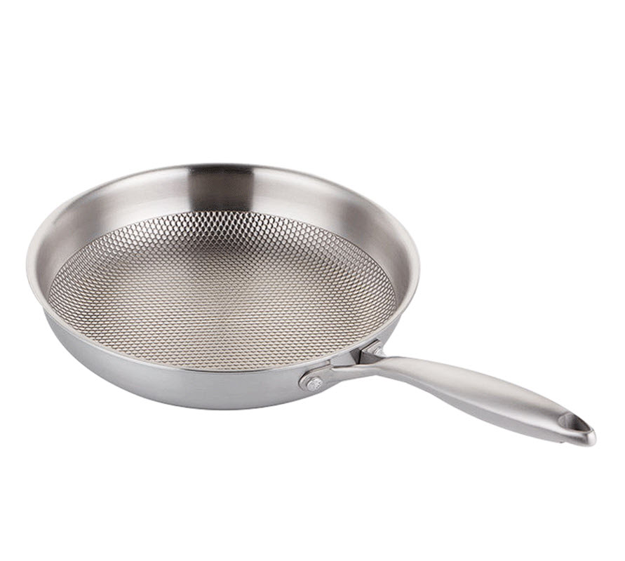 Chảo inox 304 chống dính tự nhiên 5 lớp dẫn nhiệt đều OEM CI001