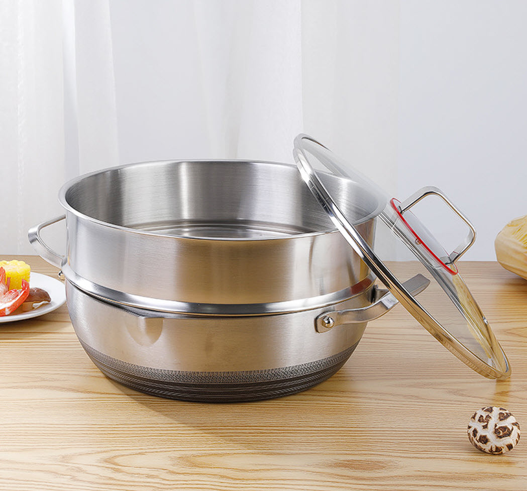 Nồi inox y tế 316 chống dính tổ ong 5 lớp size 26-30cm OEM CI003