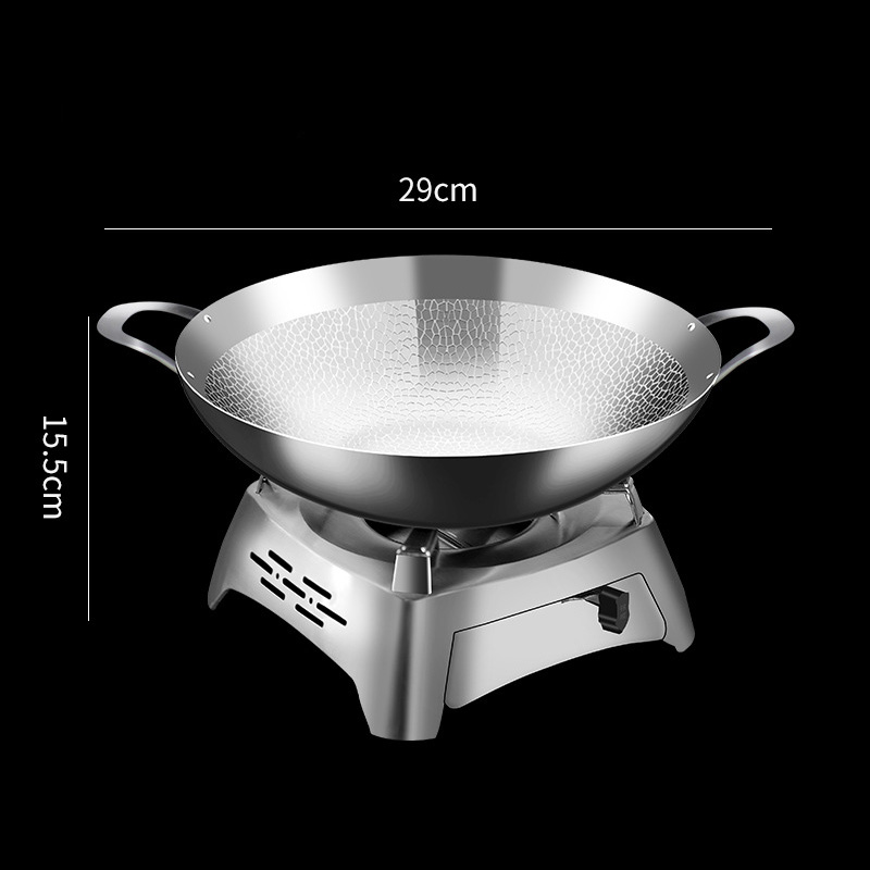 Bộ chảo hâm nóng thức ăn kèm bếp cồn inox 304 MNL003 size 24cm chống dính tự nhiên