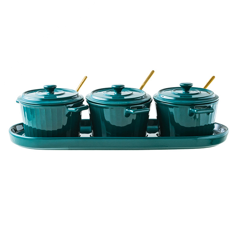Bộ đựng gia vị 3 ngăn sứ ceramic OEM PMT01