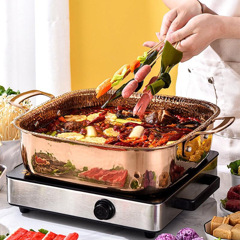Nồi lẩu mạ vàng inox 304 cao cấp 30cm OEM DF07