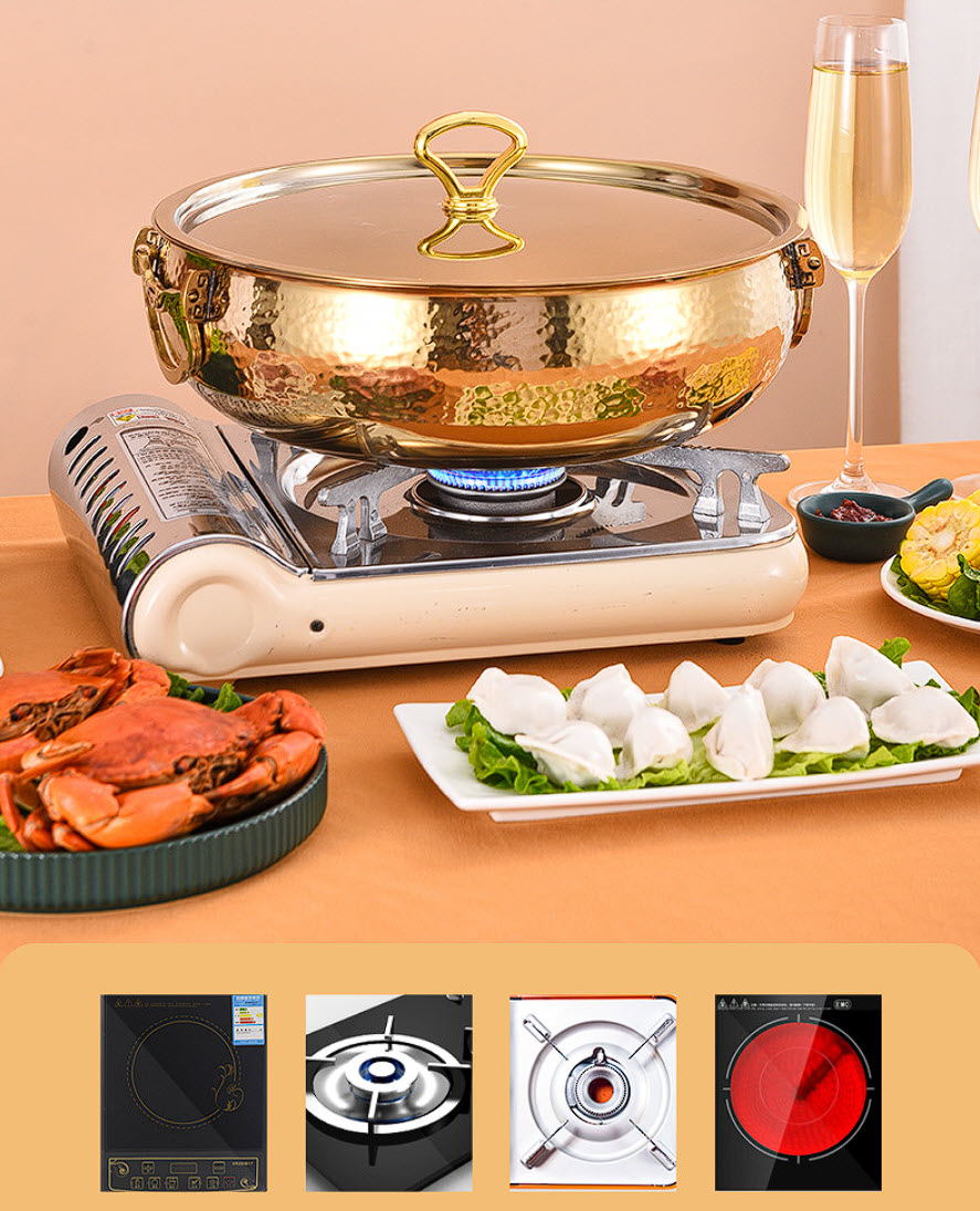 Nồi lẩu mạ vàng inox 304 size 26-32cm OEM DF09