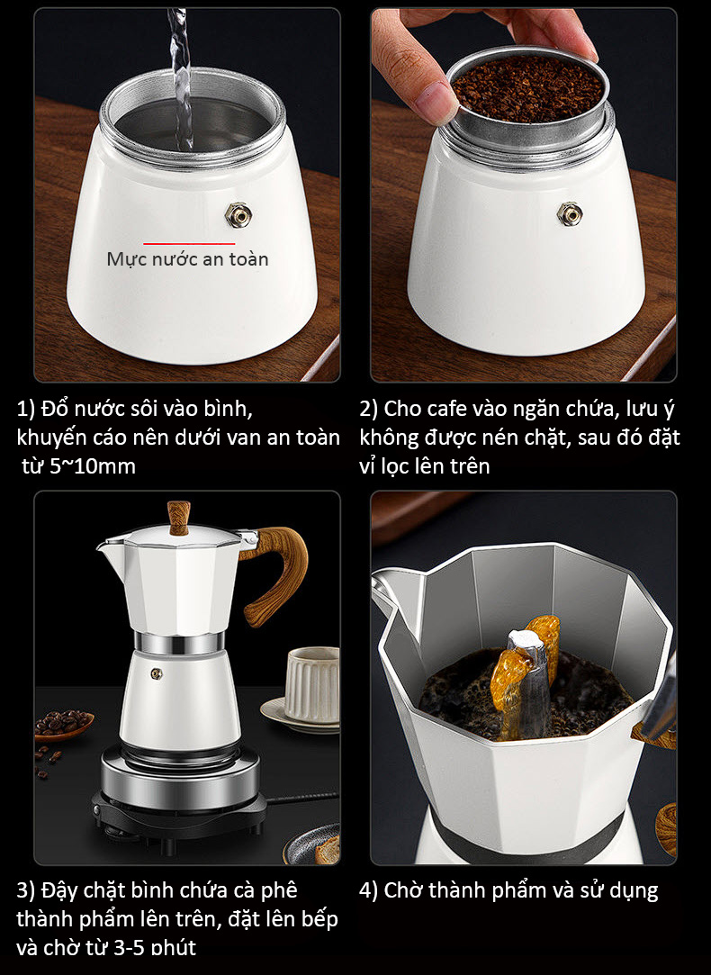 Bộ ấm pha cafe 300ml giữ nóng kèm bếp điện Bomans BOM04
