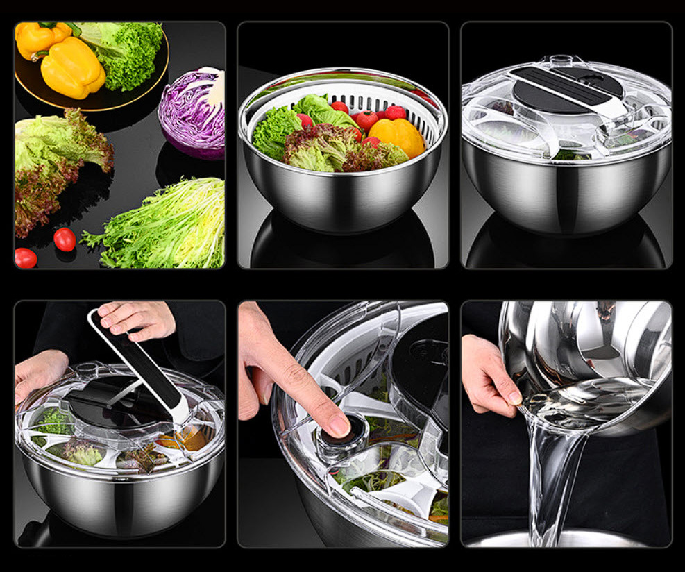 Dụng cụ vắt khô rau củ quả trộn salad Bomans BOM06