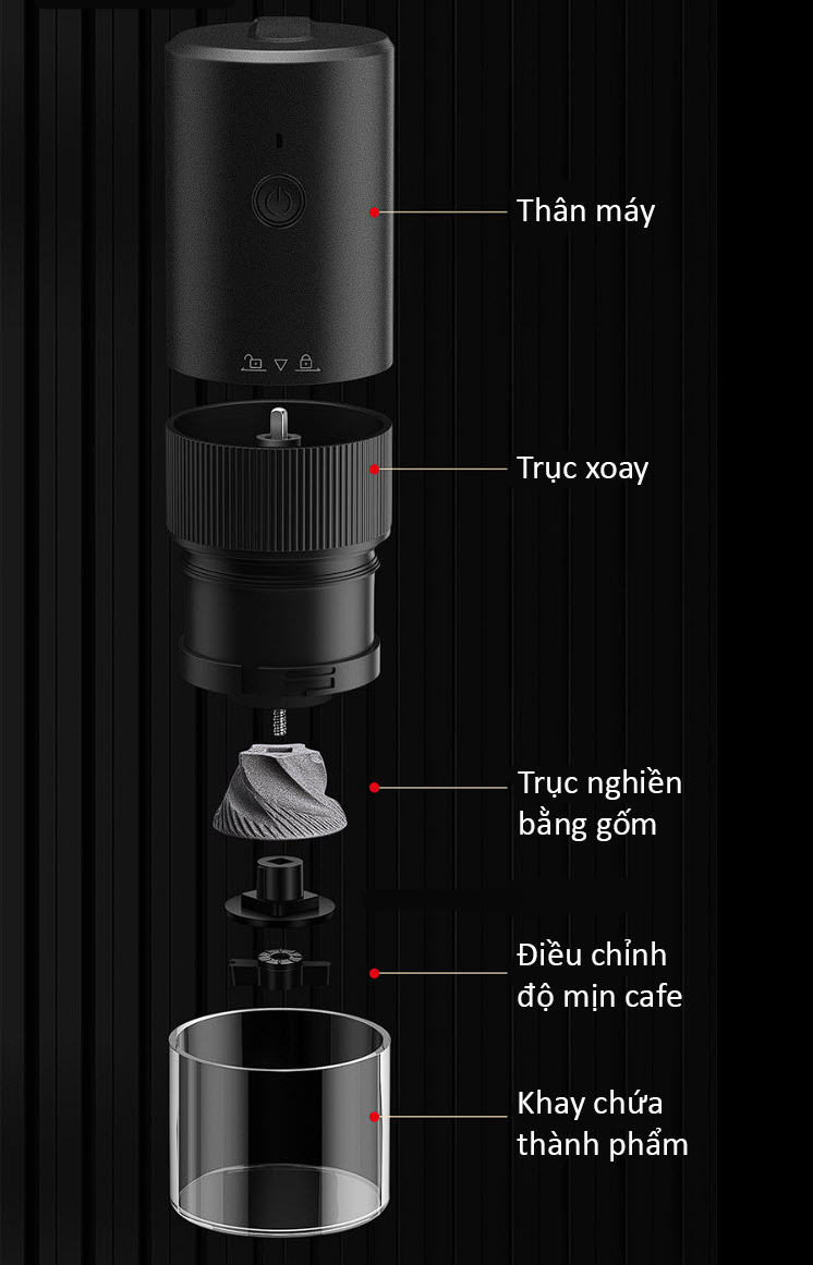 Máy xay cafe cá nhân 25-30g dùng pin sạc Bomans BOM11