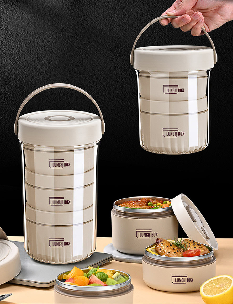 Hộp cơm giữ nhiệt 3 ngăn 1500ml inox 304 Bomans BOM12