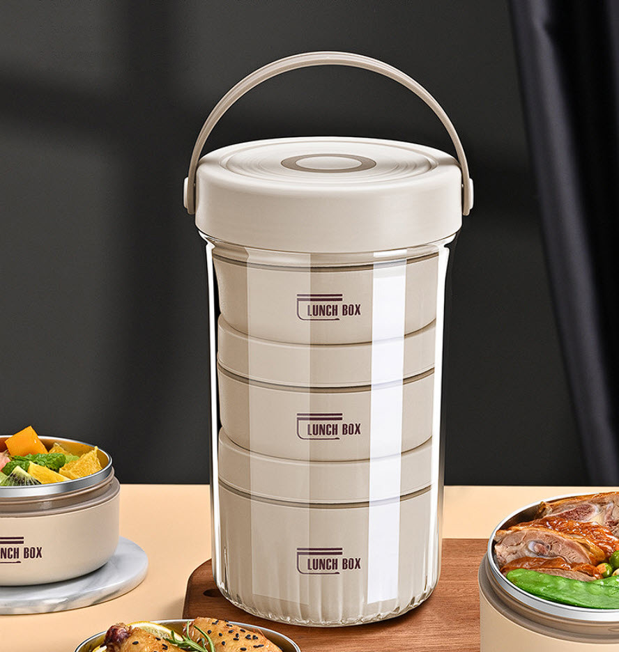 Hộp cơm giữ nhiệt 3 ngăn 1500ml inox 304 Bomans BOM12