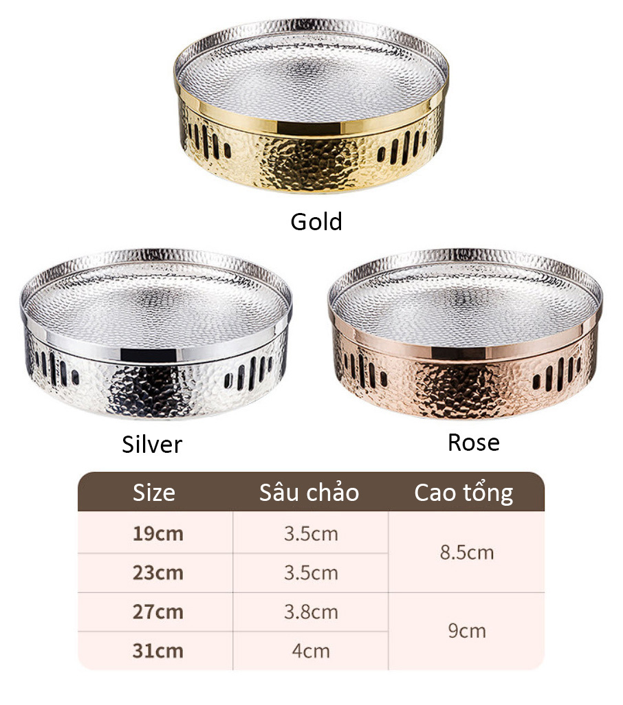 Bộ chảo kèm bếp cồn ăn lẩu khô inox 304 OEM GOH02