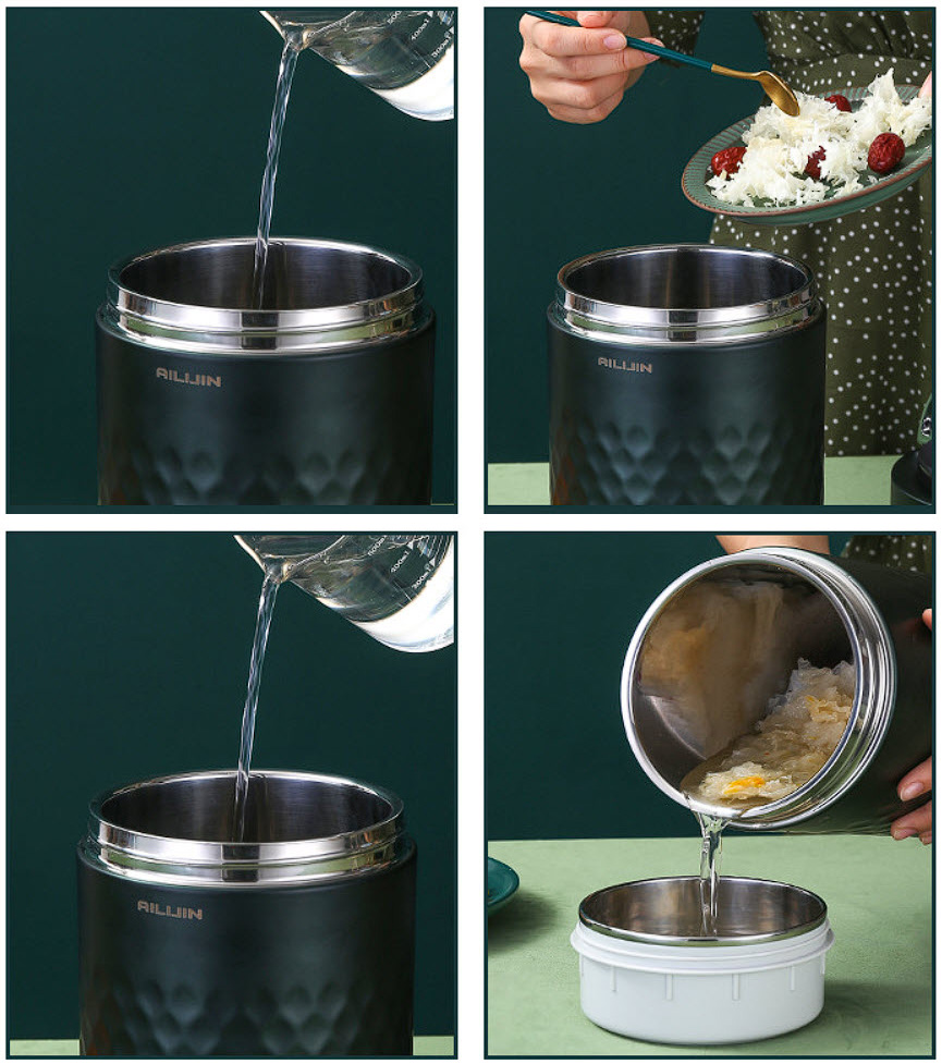 Hộp cơm giữ nhiệt 3 ngăn 2000ml inox 304 Elixir ALJ01