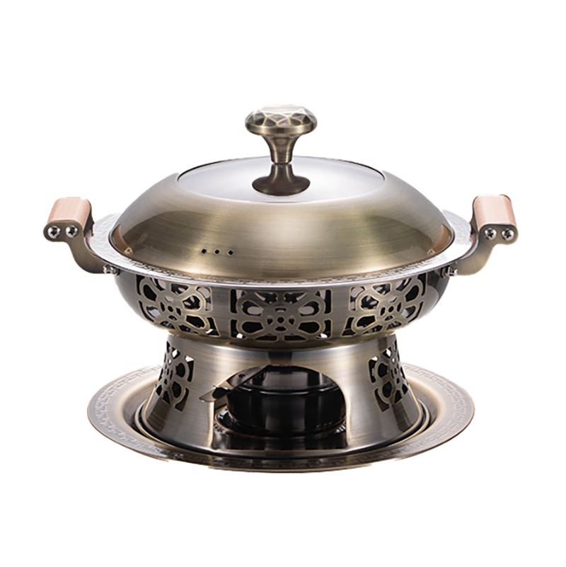 Nồi lẩu cổ điển dùng cồn inox 304 24cm OEM ALJ03