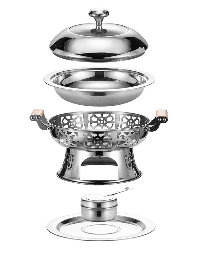 Nồi lẩu cổ điển dùng cồn inox 304 24cm OEM ALJ03