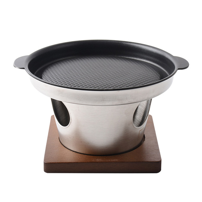 Bếp nướng cồn vỉ nướng kèm bếp cồn bếp nướng thịt hải sản 17cm cho 1-2 người OEM FDN01