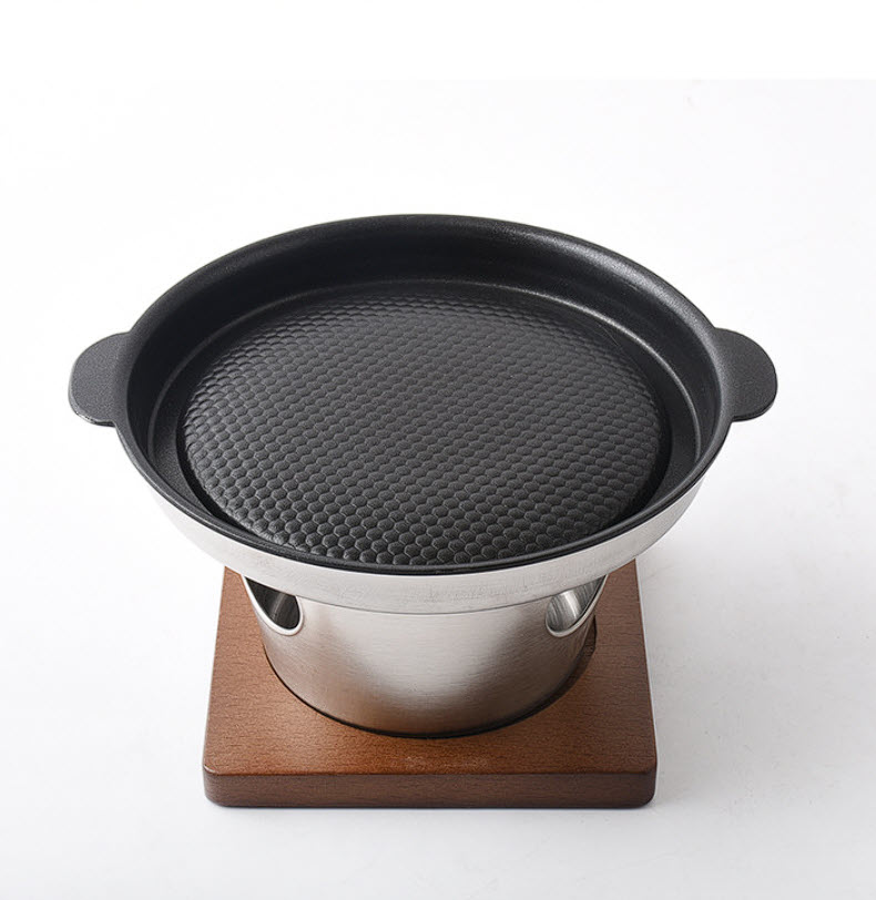 Bếp nướng cồn vỉ nướng kèm bếp cồn bếp nướng thịt hải sản 17cm cho 1-2 người OEM FDN01