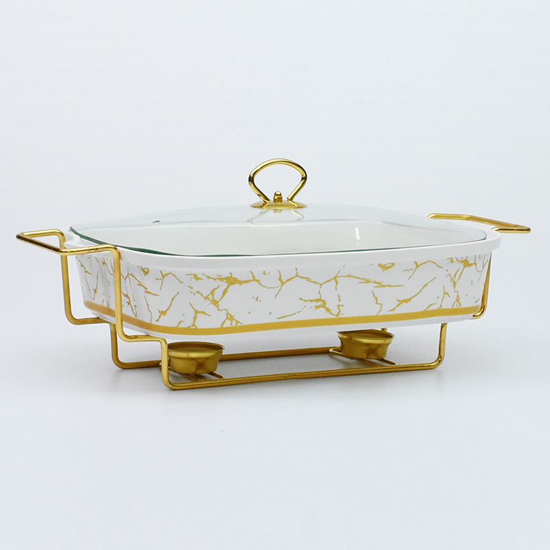 Khay giữ nóng buffet bằng sứ dùng cồn 3.5L OEM YGFX01