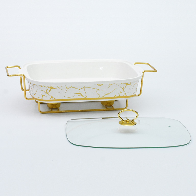 Khay giữ nóng buffet bằng sứ dùng cồn 3.5L OEM YGFX01