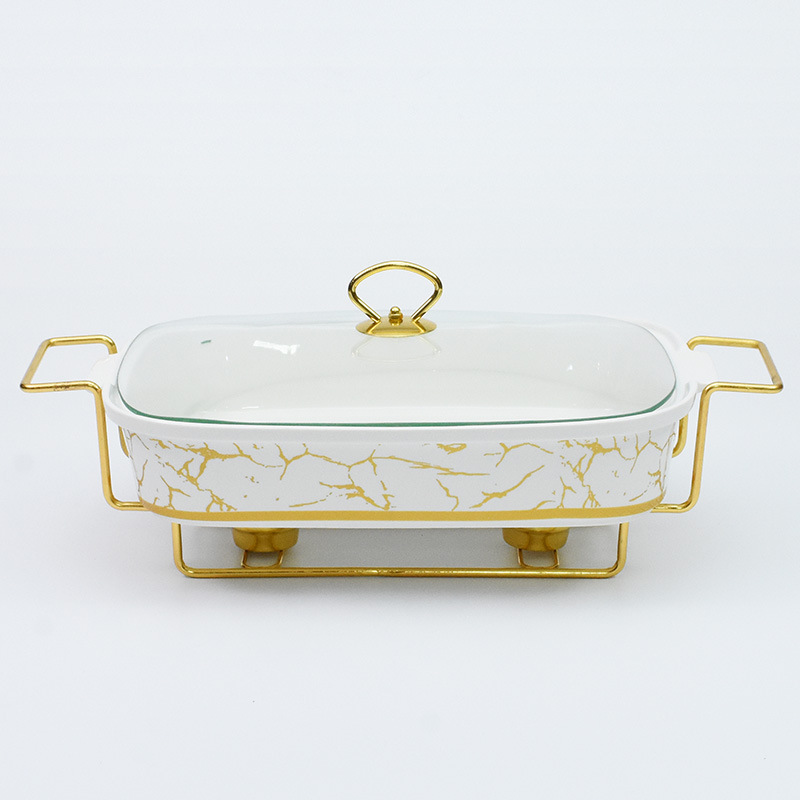 Khay giữ nóng buffet bằng sứ dùng cồn 3.5L OEM YGFX01