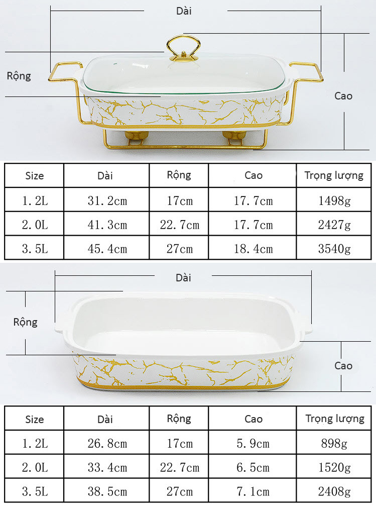 Khay giữ nóng buffet bằng sứ dùng cồn 3.5L OEM YGFX01