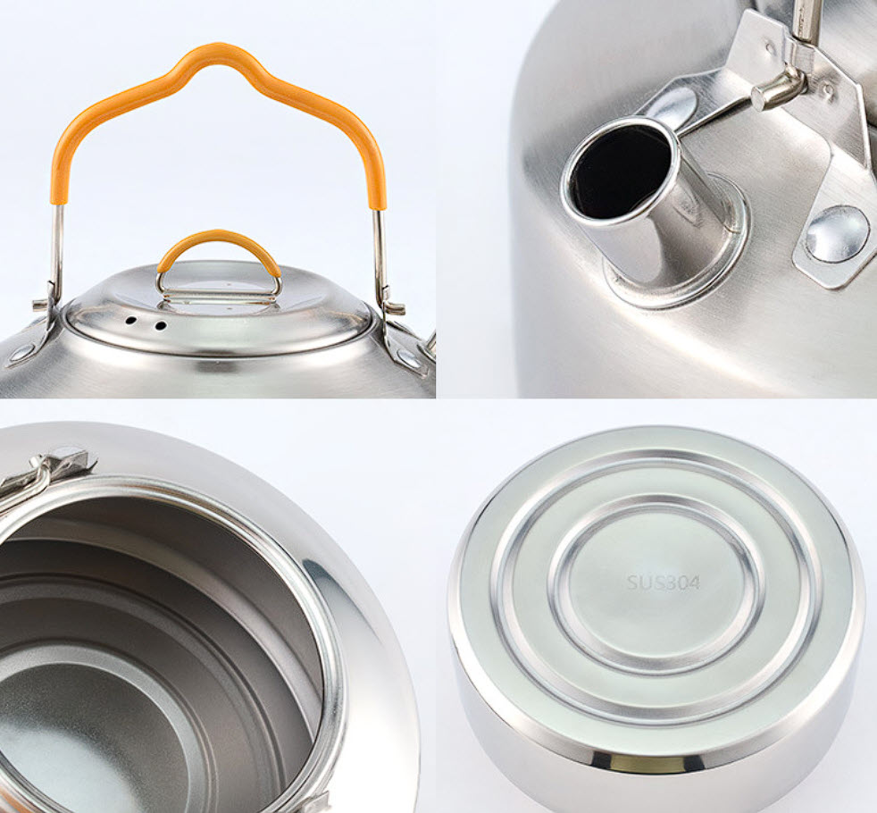 Ấm inox 304 1L cắm trại dã ngoại OEM YG12001