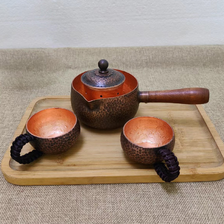 Bộ ấm trà đạo handmade đồng nguyên chất OEM LSC04